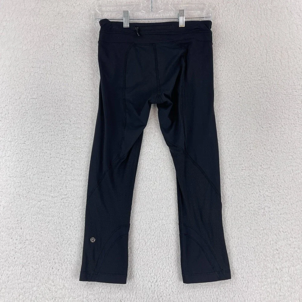 Lululemon Black Inspire Crop Leggings Womens‎ Yoga Athletic Pull On Size 6